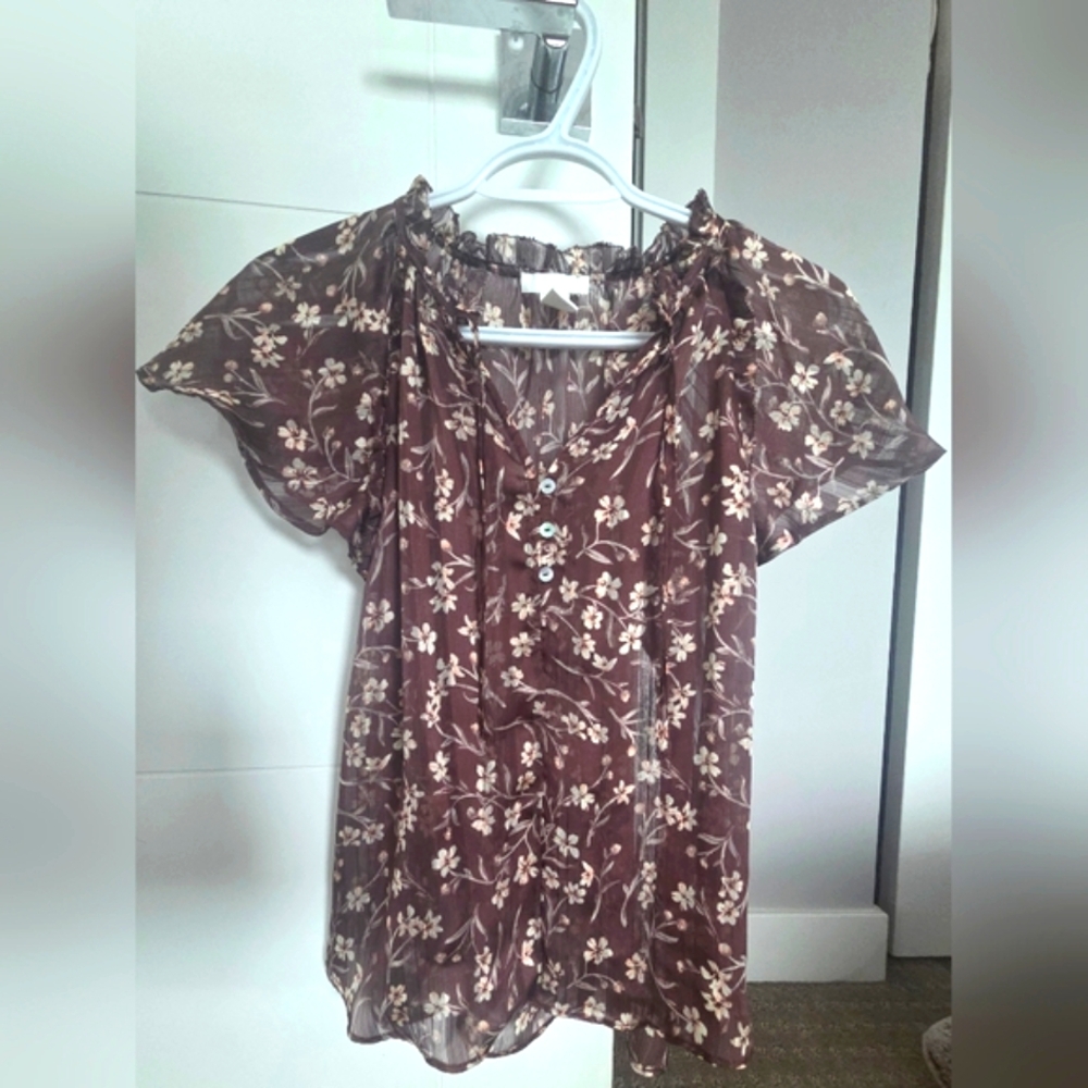 H&M Chocolate Floral Blouse